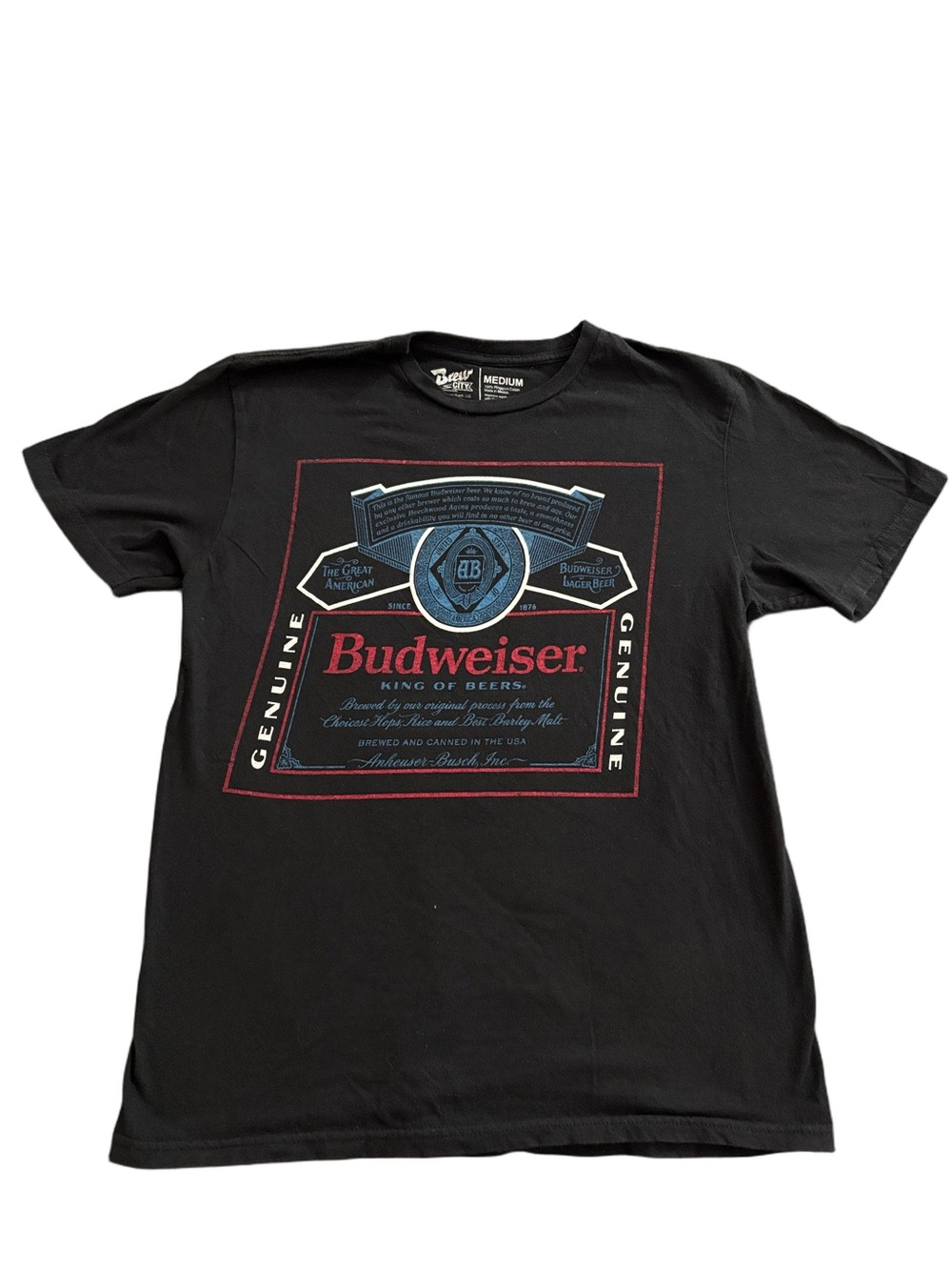 Budweiser King of Beers Genuine Graphic Tee Black Medium